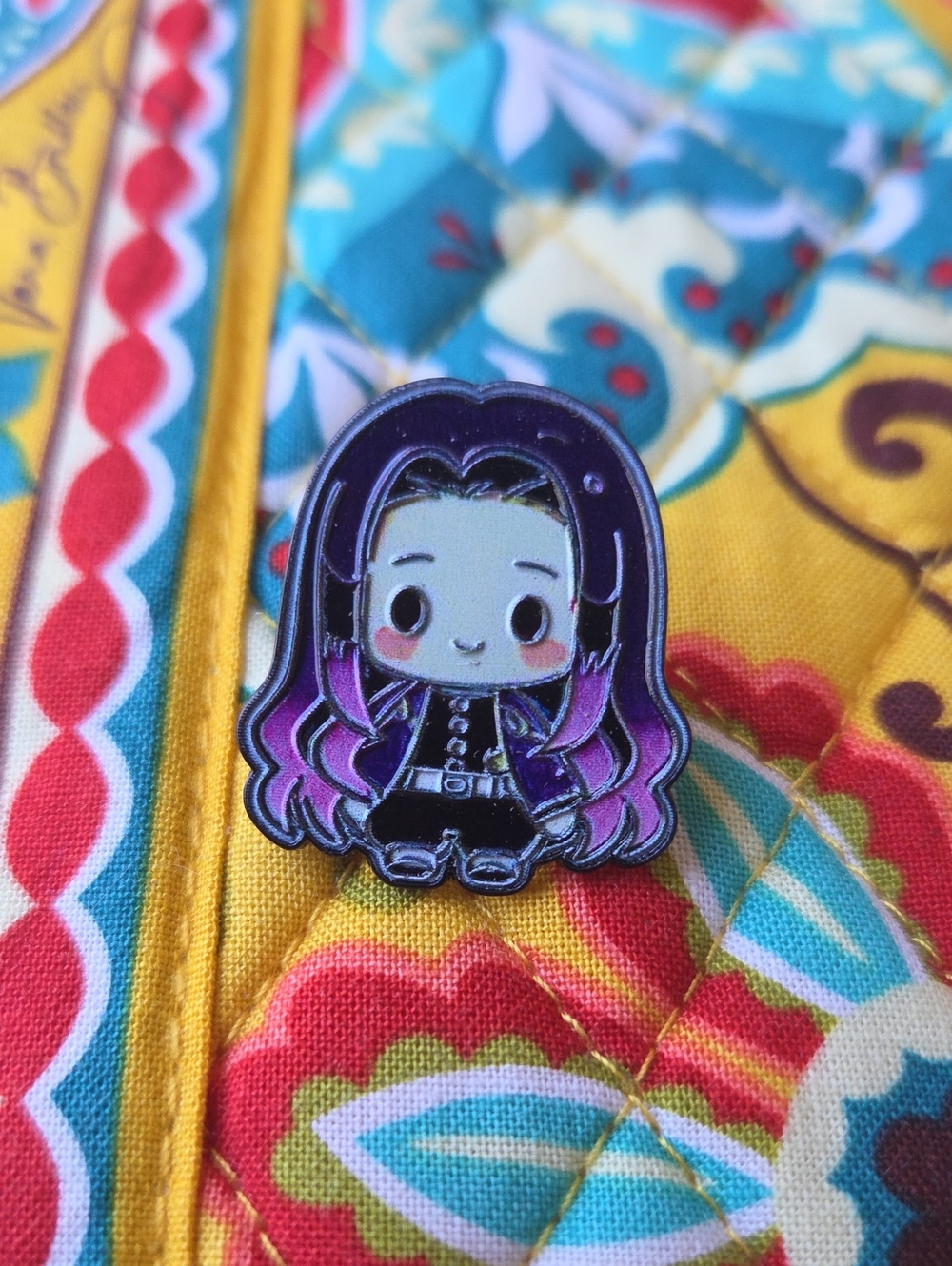 Purple Gradient Chibi Enamel Pin – Cute Character Accessory